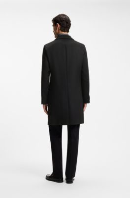 Double-breasted slim-fit coat in virgin wool and cashmere, Black