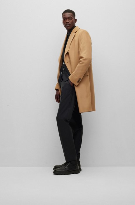 Double-breasted coat in virgin wool and cashmere, Beige