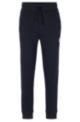 Cotton-terry tracksuit bottoms with foil-print logo, Dark Blue