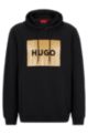 Cotton-terry hoodie with foil-print logo, Black