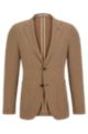Slim-fit jacket in stretch-wool twill, Light Brown