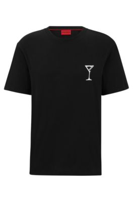 HUGO RELAXED-FIT T-SHIRT IN COTTON JERSEY WITH COCKTAIL GRAPHICS