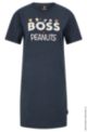 BOSS x PEANUTS organic-cotton T-shirt dress with logo artwork, Dark Blue