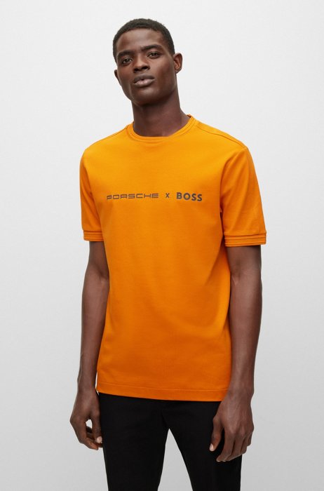 Porsche x BOSS slim-fit T-shirt with exclusive branding, Orange