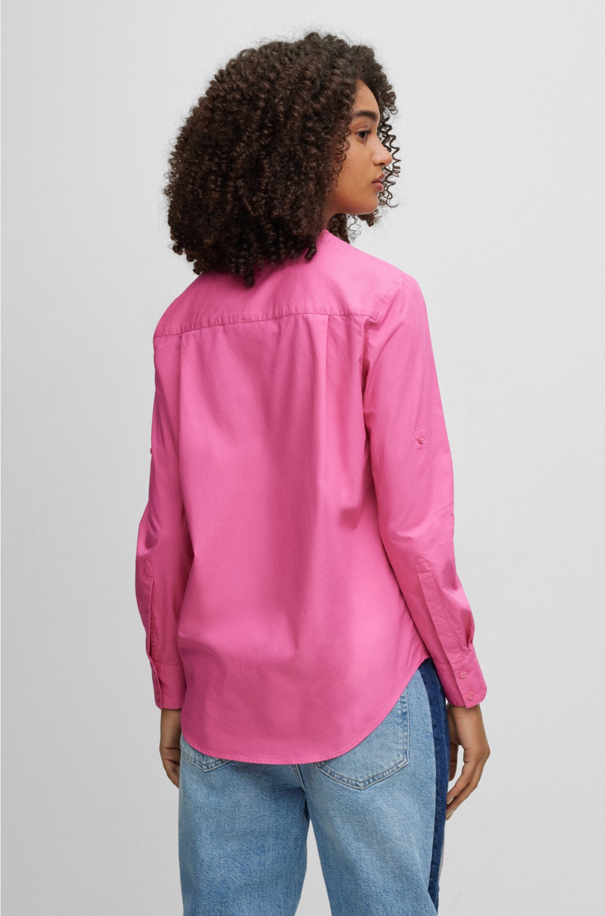 Kragenlose - aus Relaxed-Fit Bio-Baumwolle BOSS Bluse