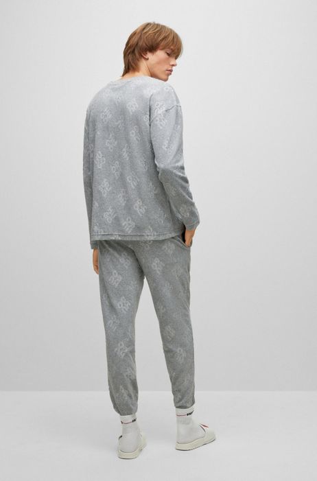Pyjama en coton mélangé à logos HUGO BOSS Homme Vêtements Sous-vêtements vêtements de nuit Pyjamas 