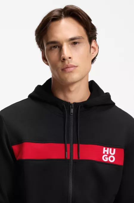 Cotton-terry tracksuit with stripes and stacked logos