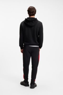 Cotton-terry tracksuit with stripes and stacked logos, Black