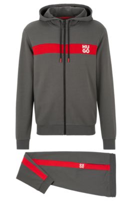 hugo boss tracksuit grey and red