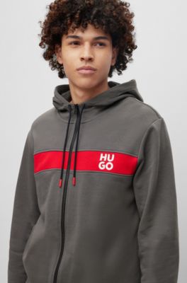 HUGO Cottonterry tracksuit with stripes and stacked logos
