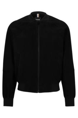 Hugo Boss Goat-suede Perforated Jacket Bonded With Jersey In Black ...