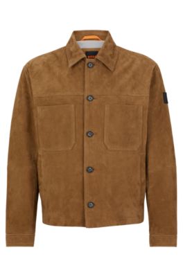 BOSS - Regular-fit suede in jacket shirt-style