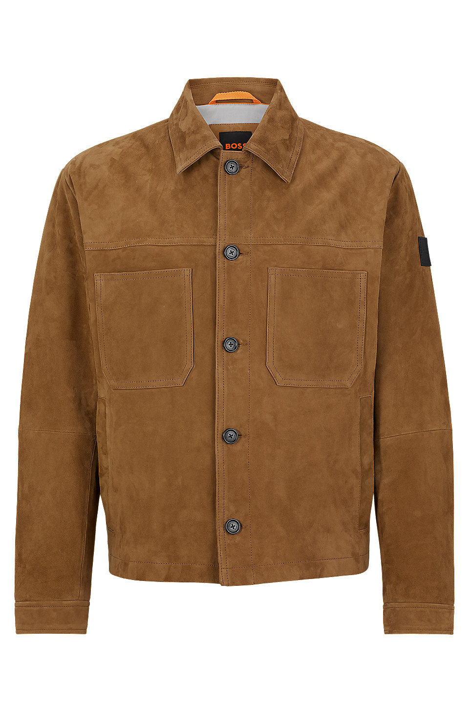 BOSS - Regular-fit shirt-style jacket in suede