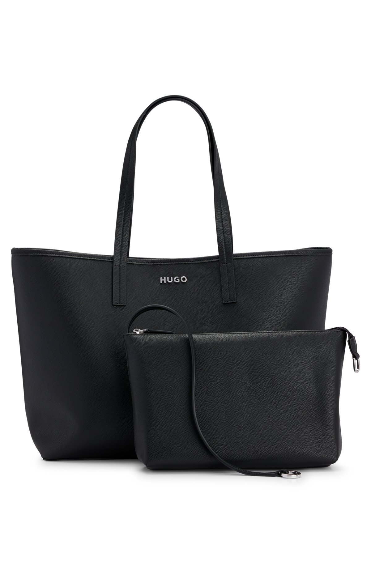 HUGO - Faux-leather shopper bag with detachable inner pouch