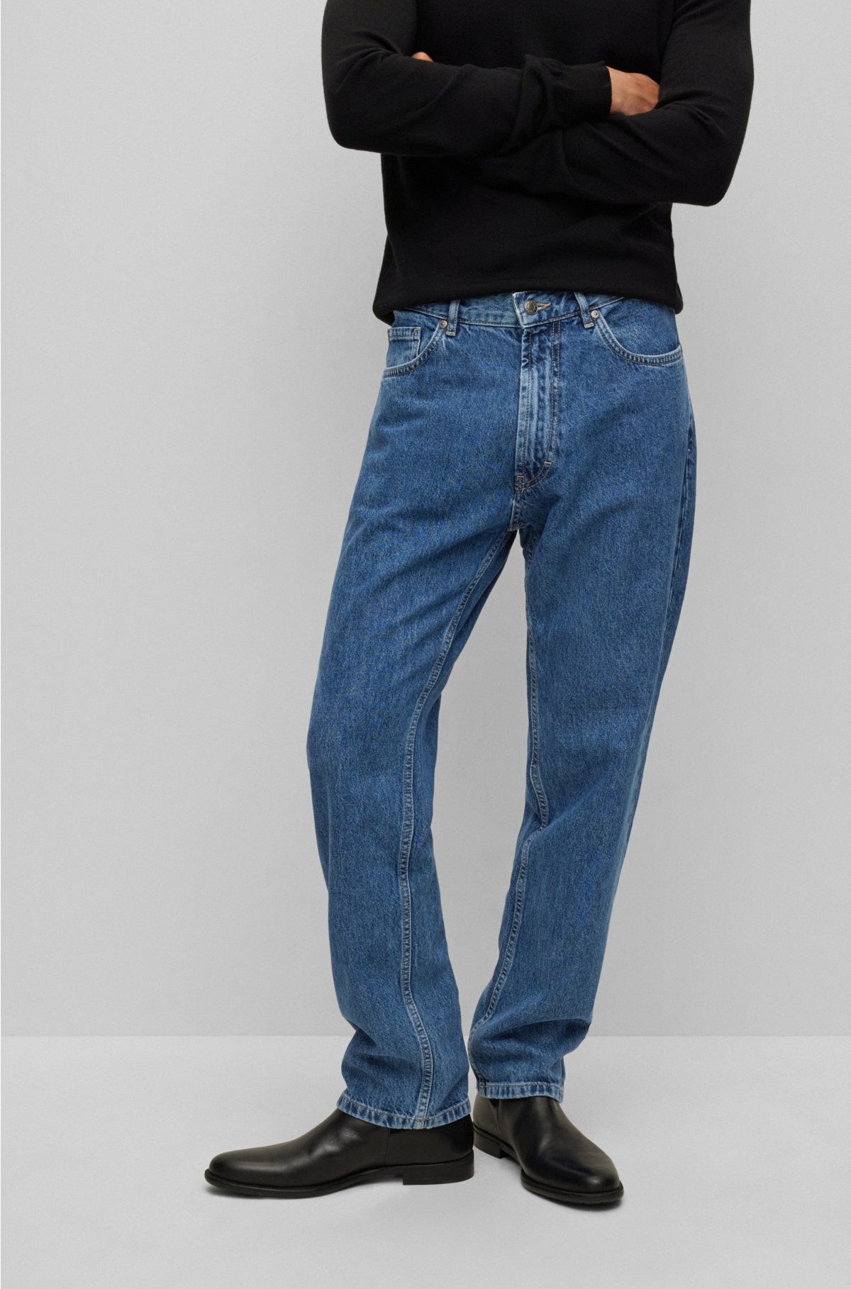 Kejserlig Kent Brandy HUGO - Regular-fit jeans in blue rigid denim