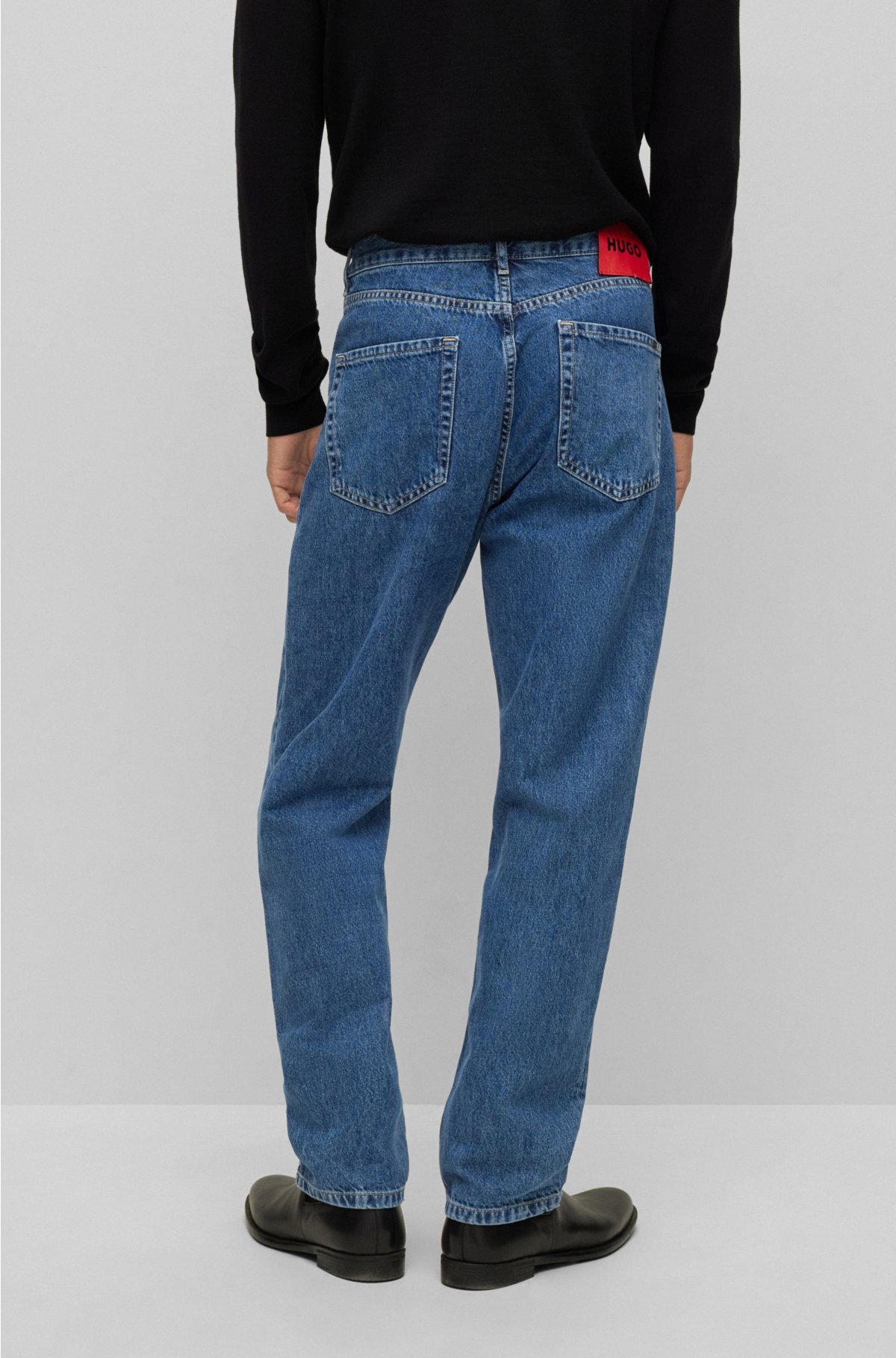 enz Brood Document HUGO - Regular-fit jeans van stevig blauw denim