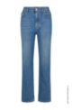 Straight-fit jeans in blue denim with logo artwork, Blue