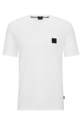 Hugo Boss Cotton Regular-fit T-shirt With Logo Badge In White