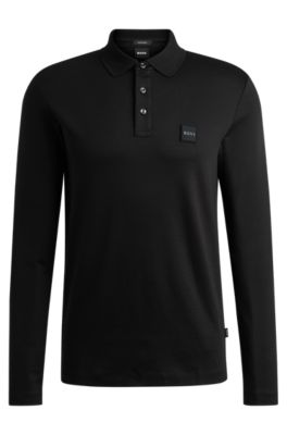 BOSS - Mercerised-cotton polo shirt with logo patch