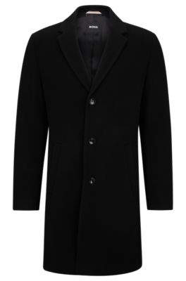 BOSS - Wool-blend coat with full lining