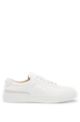 Leather low-profile trainers with logo lace loop, White