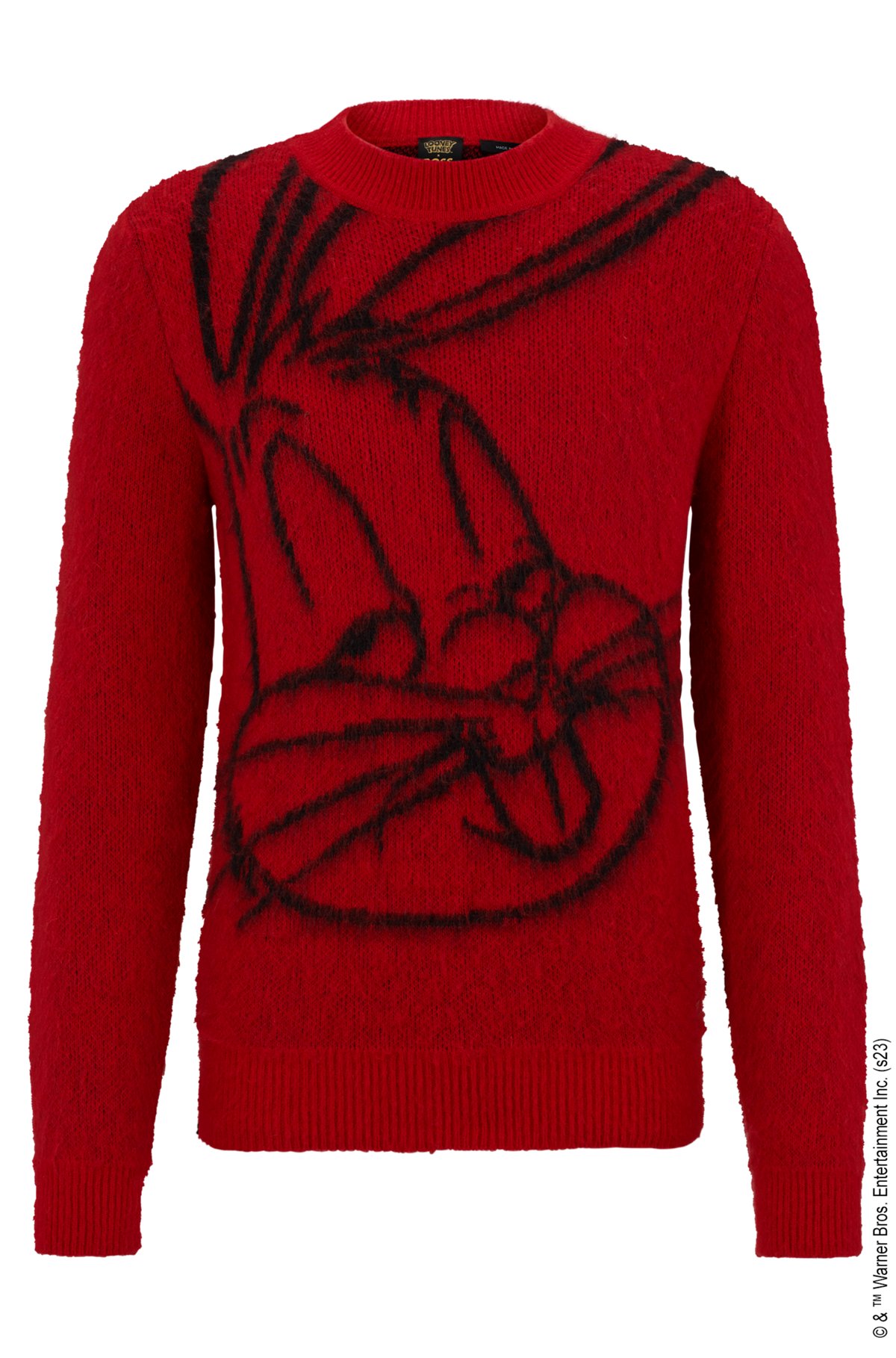 Looney Tunes x BOSS Regular-fit high-impact sweater with bugs bunny artwork, Red