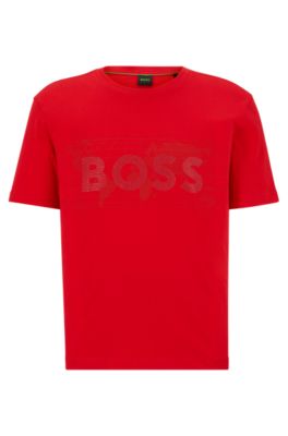 BOSS - Футболка из хлопкового трикотажа с логотипом со стразами и рисунком