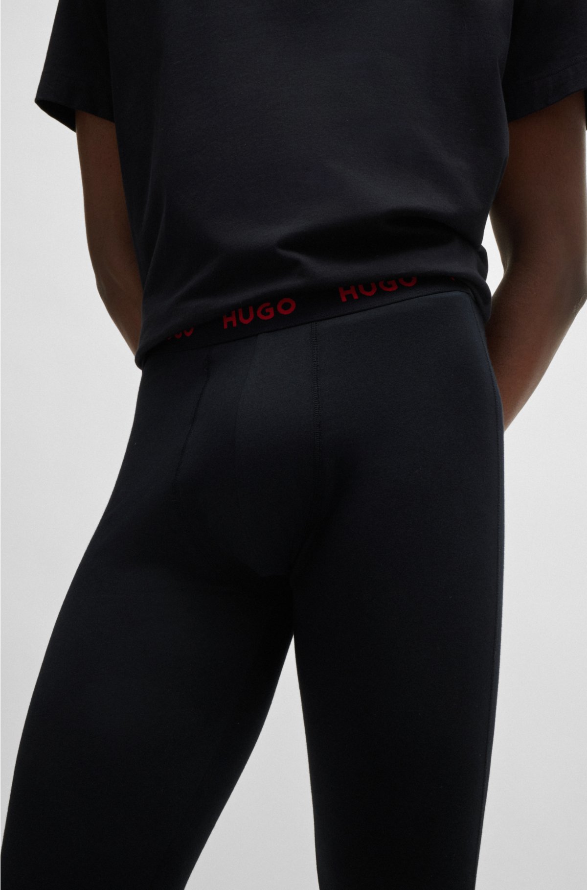 HUGO - Stretch-cotton long johns with logo waistband