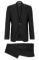 Regular-fit suit in a micro-patterned wool blend, Black