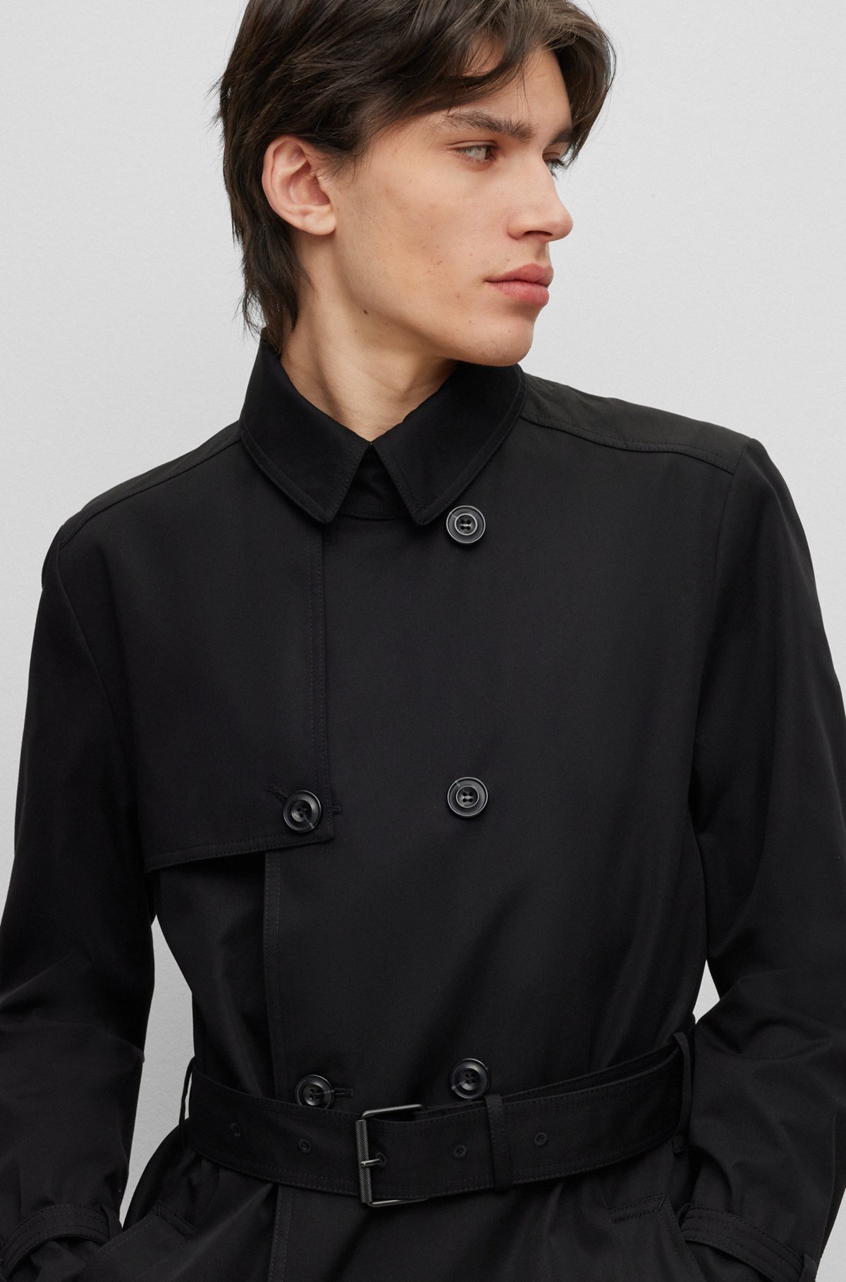 HUGO - Water-repellent trench coat with double-breasted front