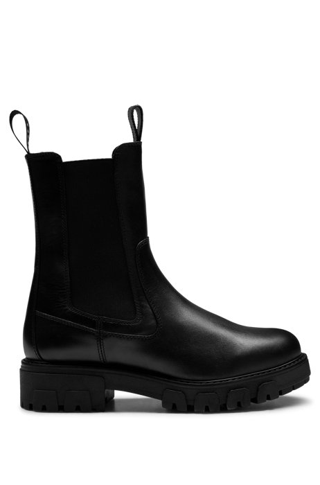 Chelsea boots in nappa leather with branded pull tab, Black