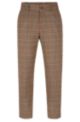 Tapered-fit trousers in checked stretch cloth, Brown