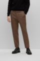 Pantaloni con fit affusolato in tessuto elasticizzato a quadri, Marrone