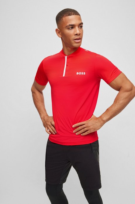 Slim-fit polo shirt in performance-stretch mesh, Red