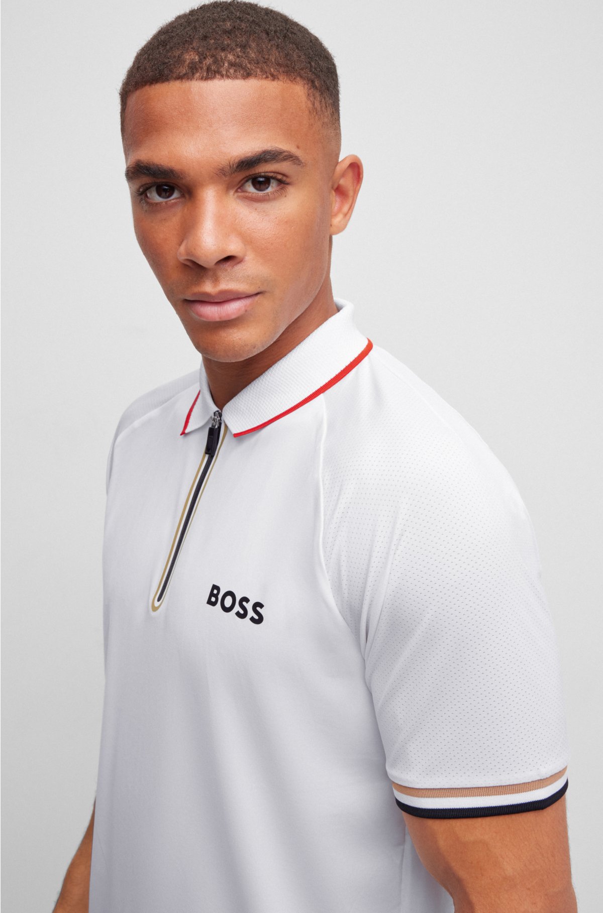 BOSS - BOSS x Matteo Berrettini slim-fit polo shirt with zip placket