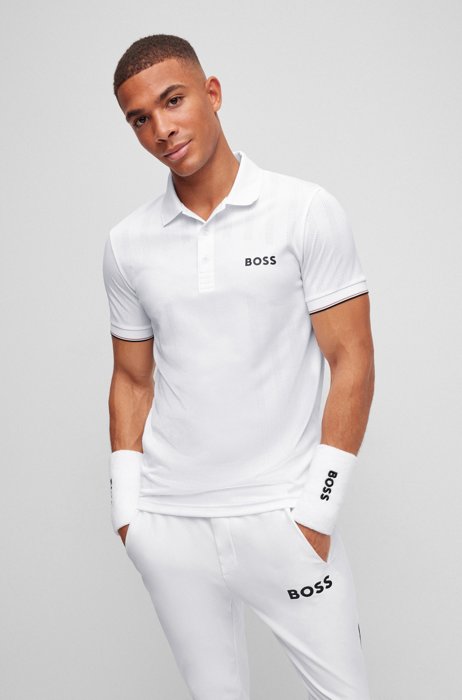 BOSS x Matteo Berrettini slim-fit polo shirt with logo details, White