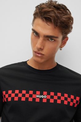 HUGO - Cotton-terry sweatshirt with love-themed logos