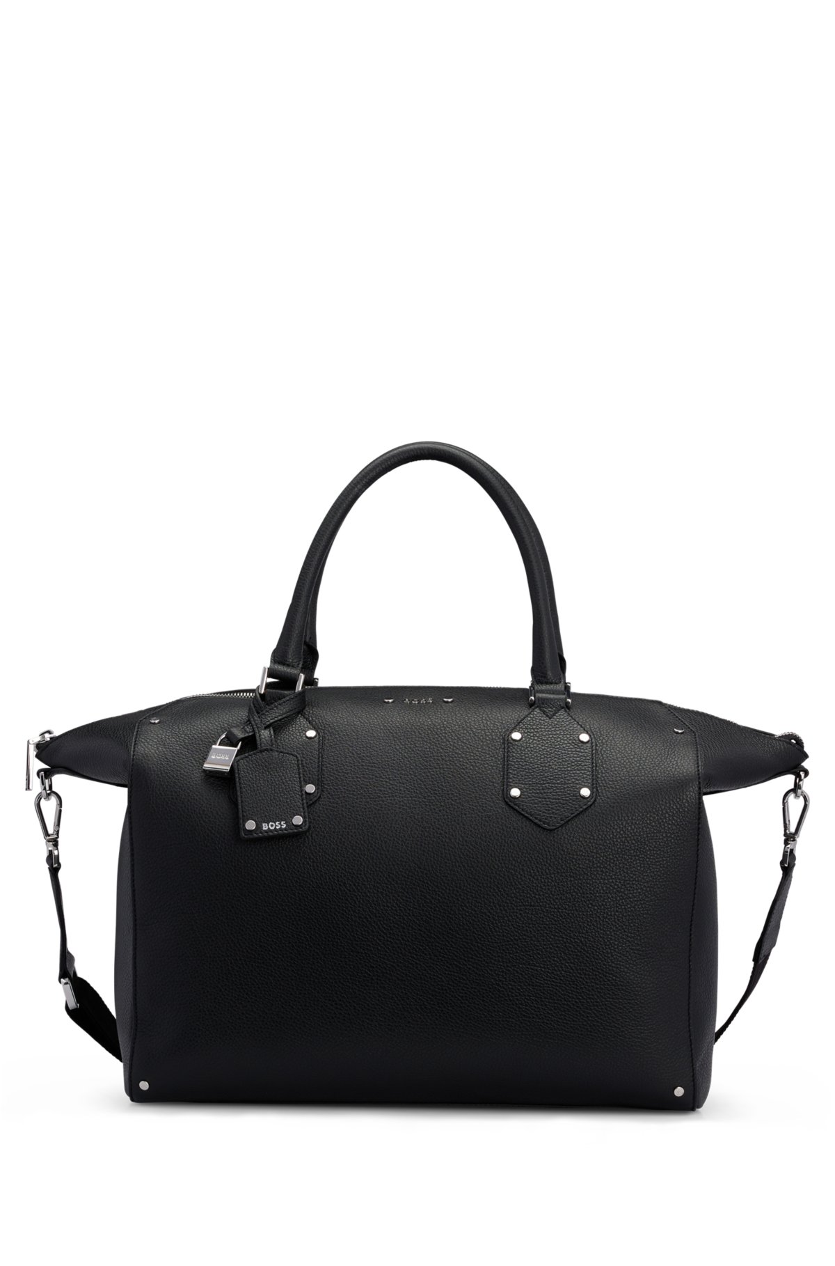 BOSS - Grained-leather tote bag with branded strap