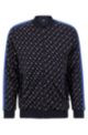 Sweatshirt met ritssluiting en monogramprint, Donkerblauw