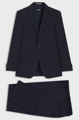 Two-piece slim-fit suit in a wool blend, Dark Blue