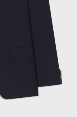 Two-piece slim-fit suit in a wool blend, Dark Blue