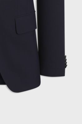 Two-piece slim-fit suit in Italian virgin wool, Dark Blue