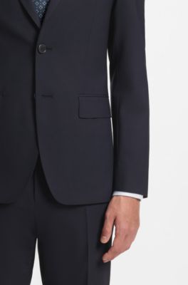 Two-piece slim-fit suit in Italian virgin wool, Dark Blue