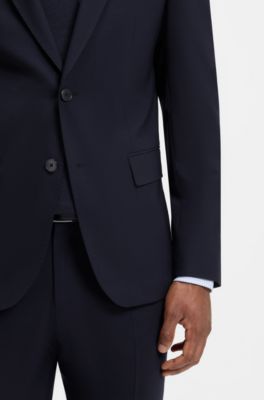 Two-piece slim-fit suit in Italian virgin wool, Dark Blue