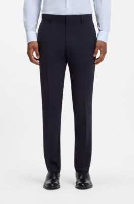 Two-piece slim-fit suit in Italian virgin wool, Dark Blue