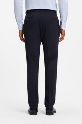 Two-piece slim-fit suit in Italian virgin wool, Dark Blue