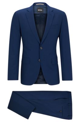 Two-piece slim-fit suit in Italian virgin wool, Blue