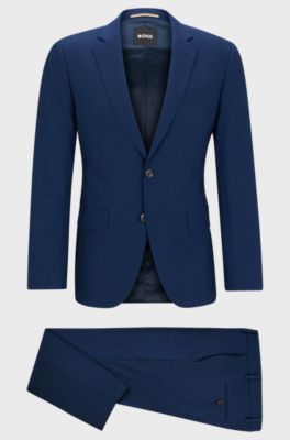 Two-piece slim-fit suit in Italian virgin wool, Blue