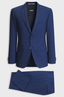 Two-piece slim-fit suit in Italian virgin wool, Blue