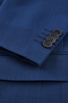 Two-piece slim-fit suit in Italian virgin wool, Blue